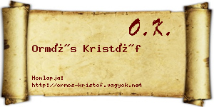 Ormós Kristóf névjegykártya